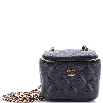 Chanel Classic Vanity Case with Chain Quilted Caviar Mini
