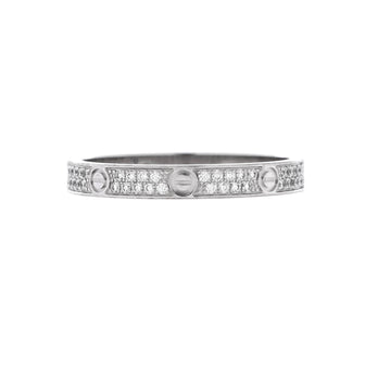 Cartier Love Wedding Band Pave Diamonds Ring 18K White Gold and Diamonds Small