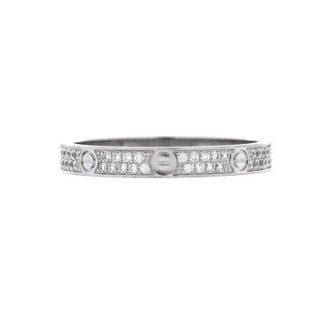 Cartier Love Wedding Band Pave Diamonds Ring 18K White Gold and Diamonds Small