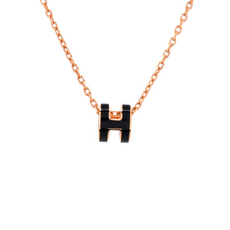 Hermes Pop H Pendant Chain Necklace Metal and Enamel Mini