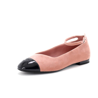 Chanel CC Cap Toe Mary Jane Flats Suede with Patent