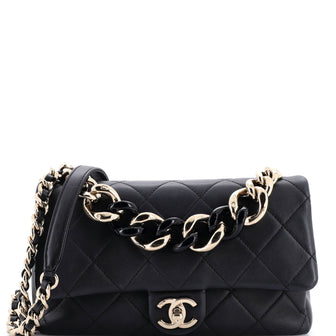 Chanel Resin Elegant Chain Flap Bag Quilted Lambskin Large