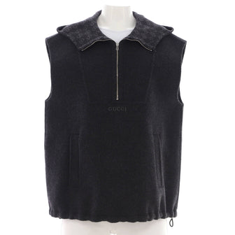 Gucci Women's Logo Zip Hooded Vest Wool Blend