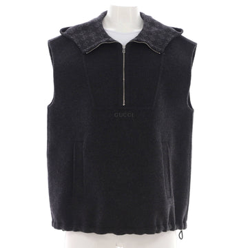 Gucci Women's Logo Zip Hooded Vest Wool Blend