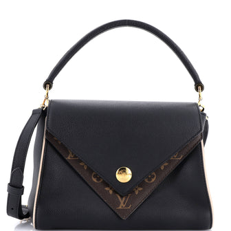 Louis Vuitton Double V Handbag Calfskin with Monogram Canvas