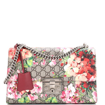 Gucci Padlock Shoulder Bag Blooms Print GG Coated Canvas Medium