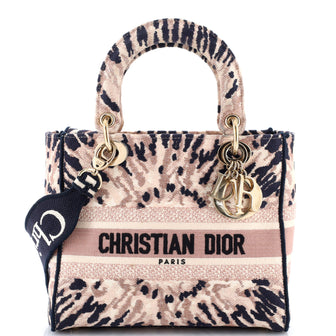 Christian Dior Lady D-Lite Bag Embroidered Canvas Medium