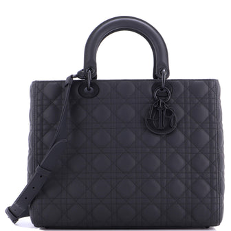 Christian Dior Ultra Matte Lady Dior Bag Cannage Quilt Calfskin Large