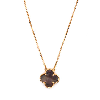 Van Cleef & Arpels Vintage Alhambra Pendant Necklace 18K Rose Gold and Grey Mother of Pearl