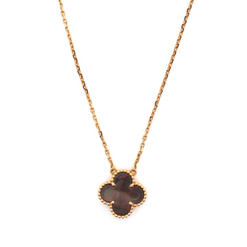 Van Cleef & Arpels Vintage Alhambra Pendant Necklace 18K Rose Gold and Grey Mother of Pearl