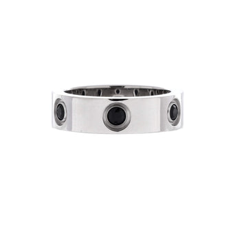 Cartier Love 6 Stone Band Ring 18K White Gold with Black Sapphires Narrow
