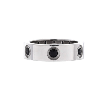 Cartier Love 6 Stone Band Ring 18K White Gold with Black Sapphires Narrow