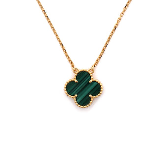 Van Cleef & Arpels Vintage Alhambra Pendant Necklace 18K Yellow Gold and Malachite