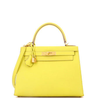 Hermes Kelly Handbag Yellow Epsom with Gold Hardware 28