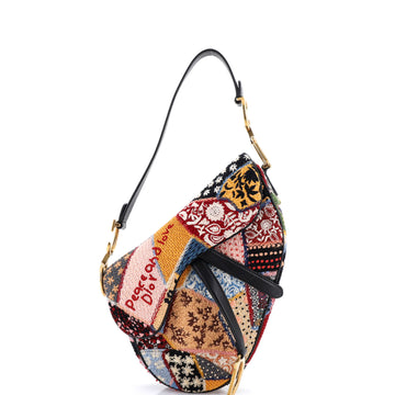 Christian Dior Peace and Love Saddle Bag Embroidered and Beaded Leather Medium