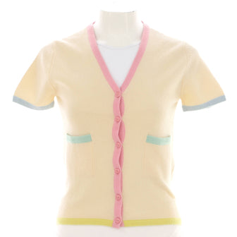 Chanel Women's Vintage V-Neck Short Sleeve Cardigan Cashmere