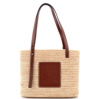 Loewe Square Basket Tote Woven Raffia Small