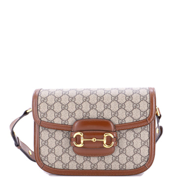 Gucci Horsebit 1955 Shoulder Bag GG Coated Canvas with Leather Small
