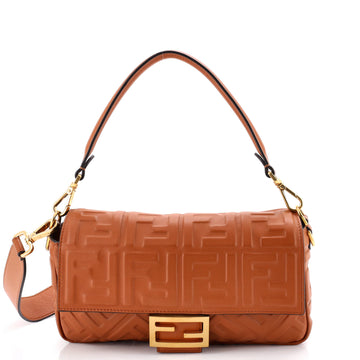 Fendi Baguette NM Bag Zucca Embossed Leather Medium