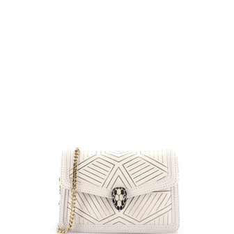 Bvlgari Serpenti Forever Square Shoulder Bag Chain Embellished Leather Mini