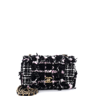 Chanel Classic Single Flap Bag Quilted Tweed and Sequins Mini