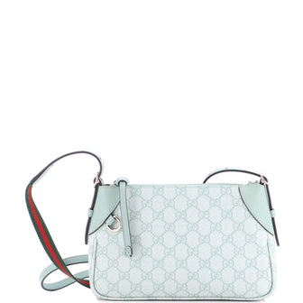 Gucci Emblem Shoulder Bag GG Coated Canvas with Leather Small