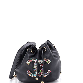 Chanel Giant Crystal Drawstring Bucket Bag Lambskin