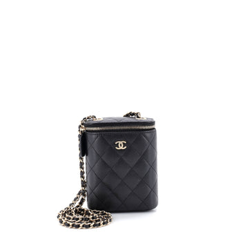 Chanel Vertical Classic Vanity Case with Chain Quilted Caviar Small