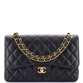Chanel Classic Double Flap Bag Quilted Caviar Jumbo
