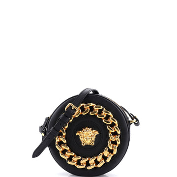 Versace La Medusa Round Camera Bag Leather with Chain Detail Small