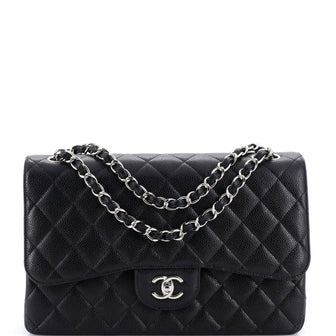 Chanel Classic Double Flap Bag Quilted Caviar Jumbo