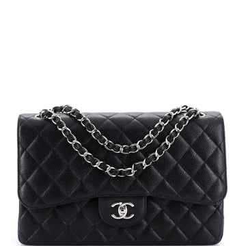 Chanel Classic Double Flap Bag Quilted Caviar Jumbo