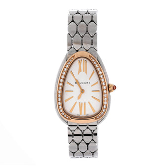 Bvlgari Serpenti Seduttori Quartz Watch Stainless Steel and Rose Gold with Diamond Bezel 25