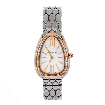 Bvlgari Serpenti Seduttori Quartz Watch Stainless Steel and Rose Gold with Diamond Bezel 25