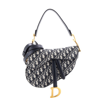 Christian Dior Saddle Handbag with Strap Oblique Canvas Medium