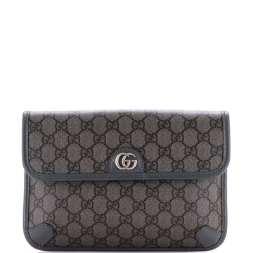 Gucci Ophidia Flap Belt Bag GG Coated Canvas with Leather