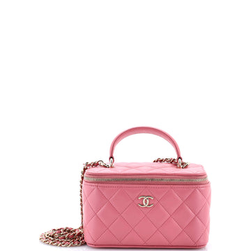 Chanel Classic Top Handle Vanity Case with Chain Quilted Lambskin Small