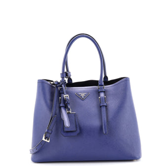 Prada Belted Strap Cuir Double Tote Saffiano Leather Medium
