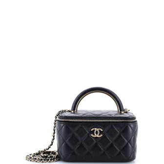 Chanel Charming Handle Vanity Case with Chain Quilted Lambskin Small