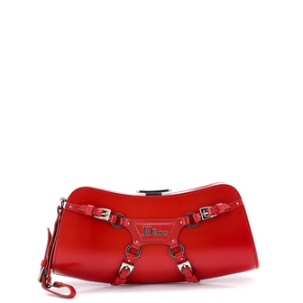 Christian Dior Vintage Bondage Wristlet Clutch Leather Small