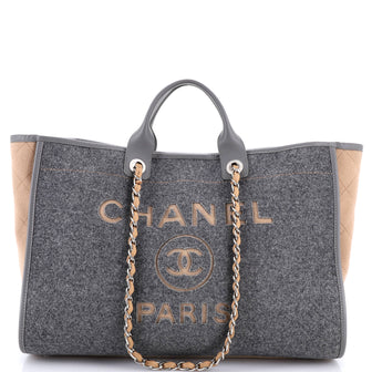 Chanel Deauville Tote Wool Felt Large