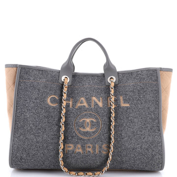 Chanel Deauville Tote Wool Felt Large