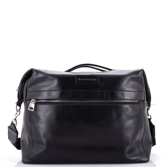 Alexander McQueen Front Zip Logo Messenger Bag Leather Medium