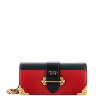Prada Cahier Chain Clutch City Calf and Saffiano