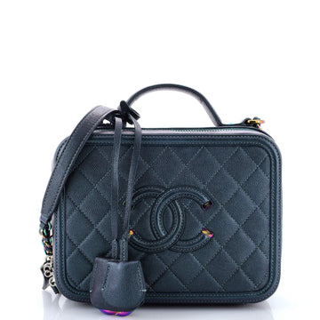 Chanel Filigree Vanity Case Quilted Caviar Medium