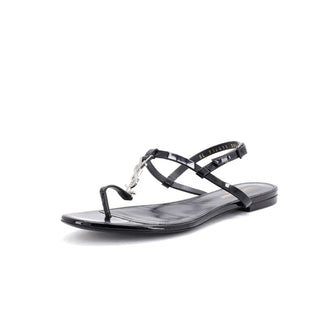 Saint Laurent Women's Monogram T-Strap Sandals Patent
