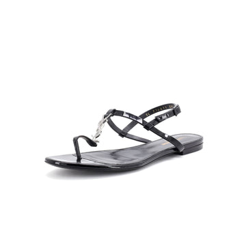 Saint Laurent Women's Monogram T-Strap Sandals Patent