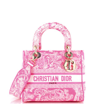 Christian Dior Lady D-Lite Bag Embroidered Canvas Medium