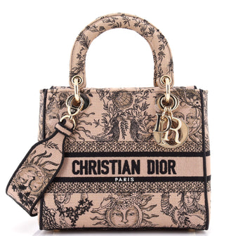 Christian Dior Lady D-Lite Bag Embroidered Canvas Medium