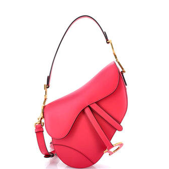 Christian Dior Saddle Handbag with Strap Leather Medium